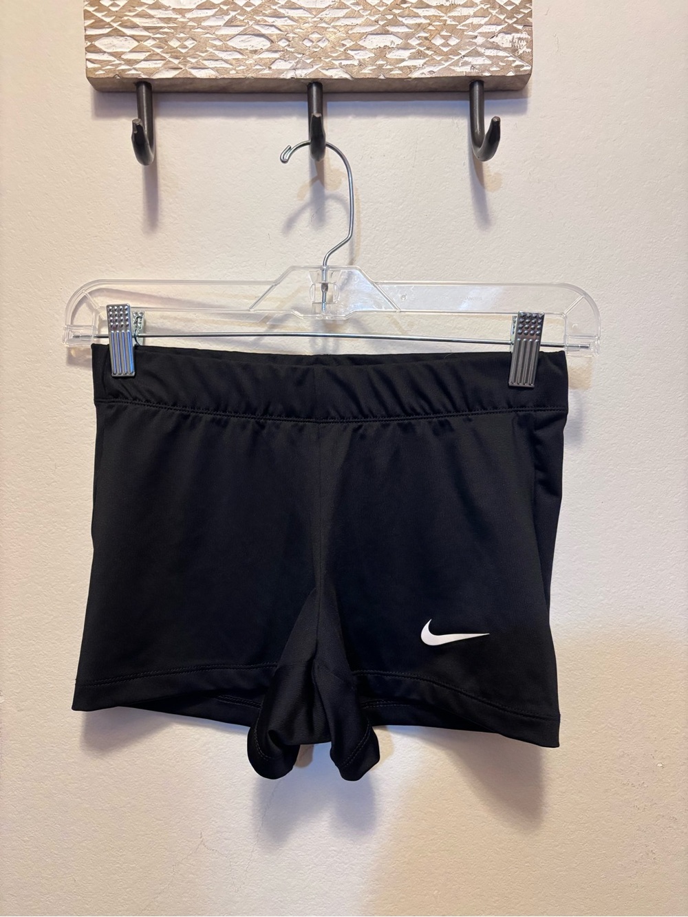 Nike Black Women's Athletic Shorts with White Swoosh